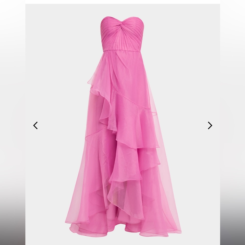 Theia Nicki Strapless Ruffle Organza Gown